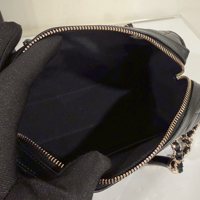 CHANEL香奈兒黑金25C波士頓保齡球手提斜挎包 閒置全配🈶購證-20