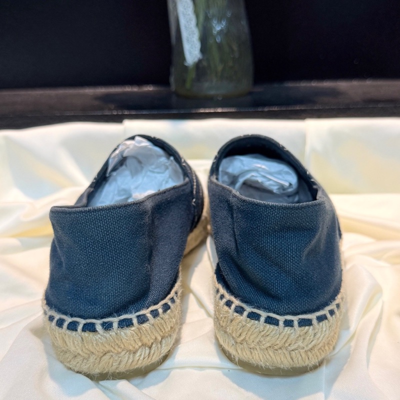 CHANEL/香奈兒 藍色格菱紋雙C刺繡漁夫鞋 37碼-2