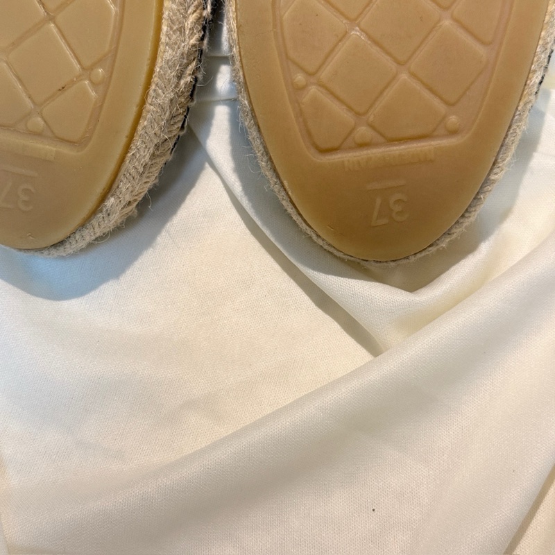 CHANEL/香奈兒 藍色格菱紋雙C刺繡漁夫鞋 37碼-6