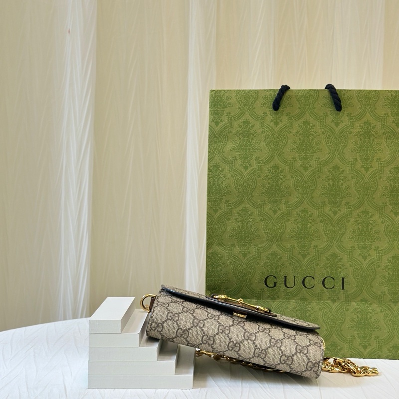 Gucci古馳馬銜扣焦糖色woc鏈條包 尺寸20*5.5*12cm 缺一根紅綠肩帶-2