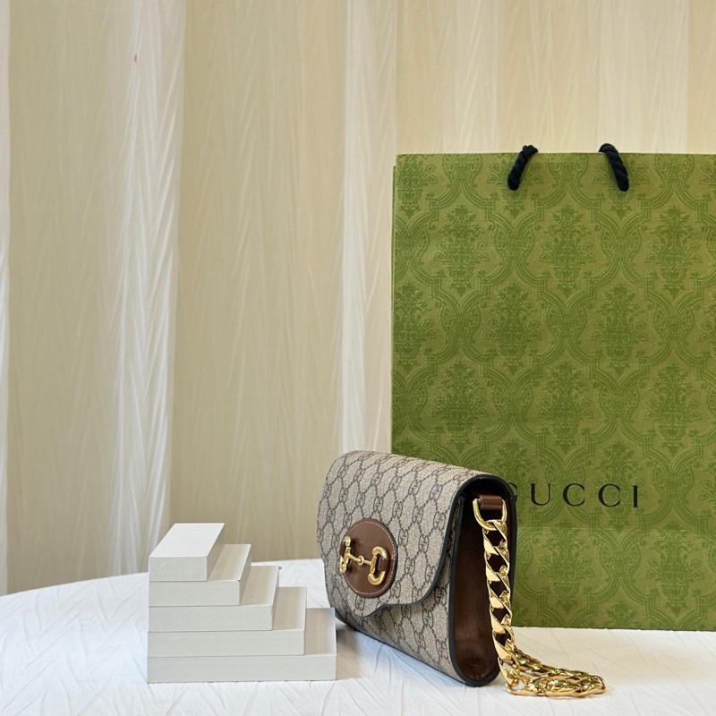 Gucci古馳馬銜扣焦糖色woc鏈條包 尺寸20*5.5*12cm 缺一根紅綠肩帶-3