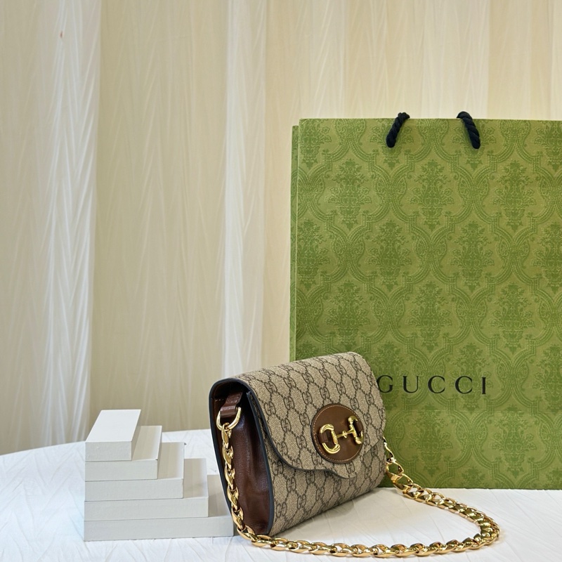 Gucci古馳馬銜扣焦糖色woc鏈條包 尺寸20*5.5*12cm 缺一根紅綠肩帶-4