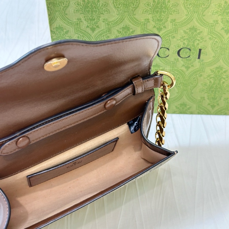 Gucci古馳馬銜扣焦糖色woc鏈條包 尺寸20*5.5*12cm 缺一根紅綠肩帶-6
