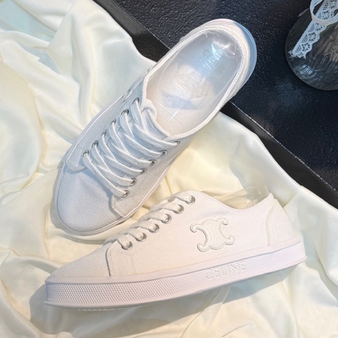 賽琳/Celine 純白凱旋門徽標小白鞋 35.5碼