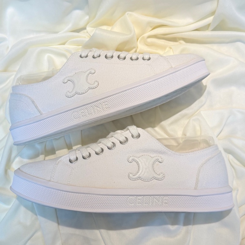 賽琳/Celine 純白凱旋門徽標小白鞋 35.5碼-4