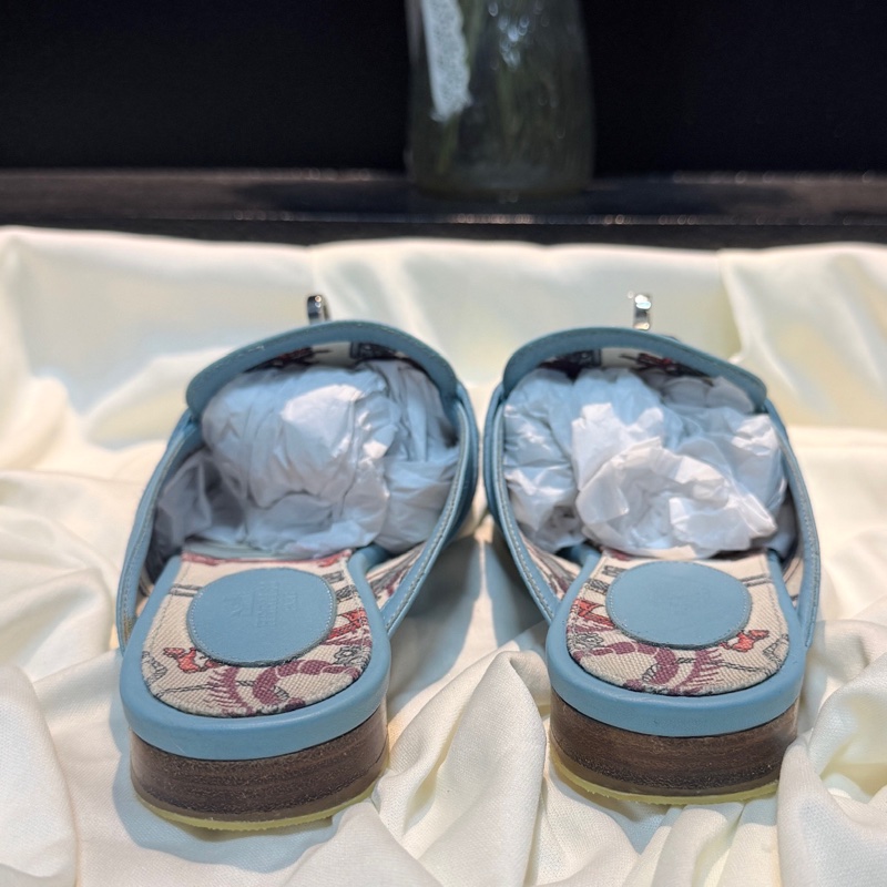 Hermes/愛馬仕 淺藍色Kelly銀扣穆勒拖 36.5碼-2