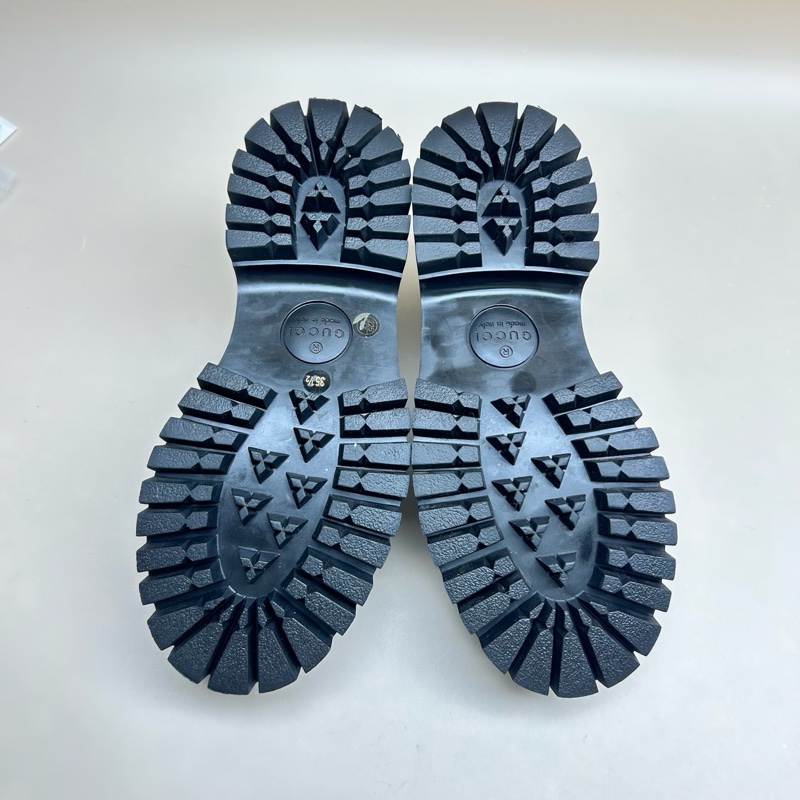 GUCCI/古馳 黑金馬銜扣刺繡樂福鞋 35.5碼-5