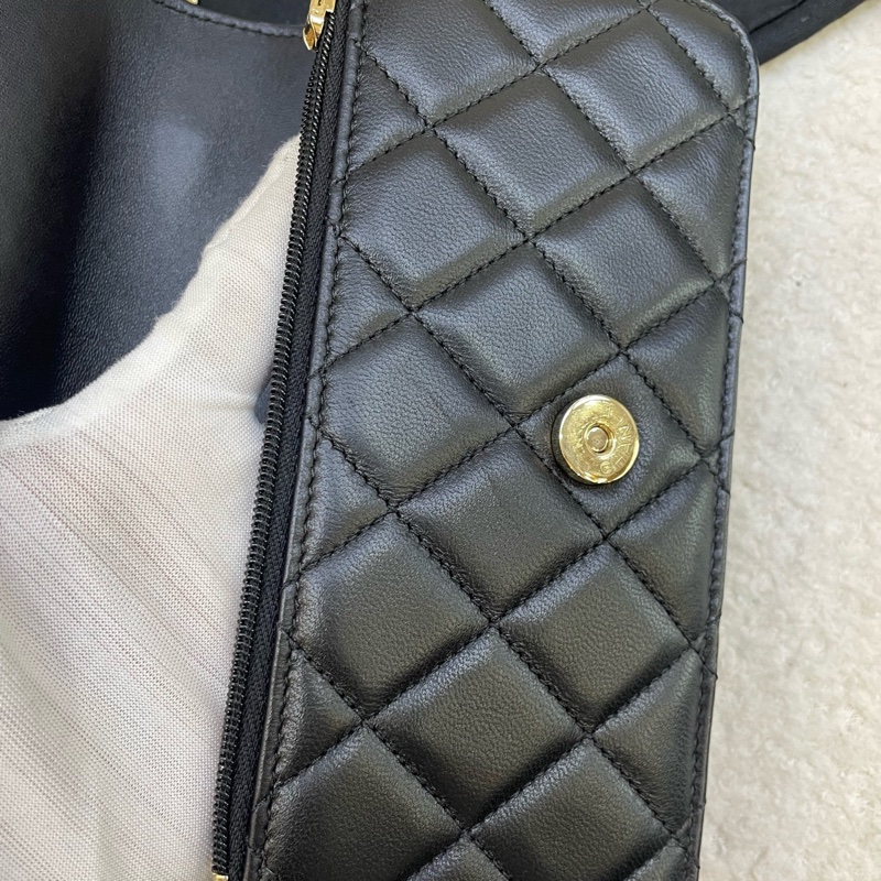99.8新 香奈兒/Chanel 手柄CF mini手機包 黑金芯片款-13