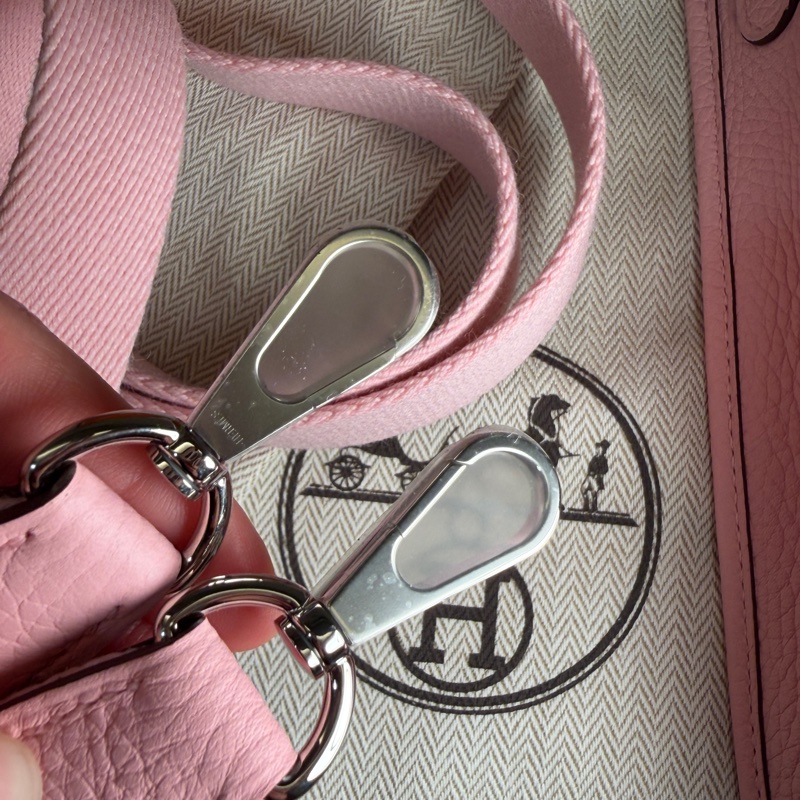 （全新K刻💕）Hermes 愛馬仕 mini Evelyne 16  新櫻花粉 粉色 牛皮  肩背包-6