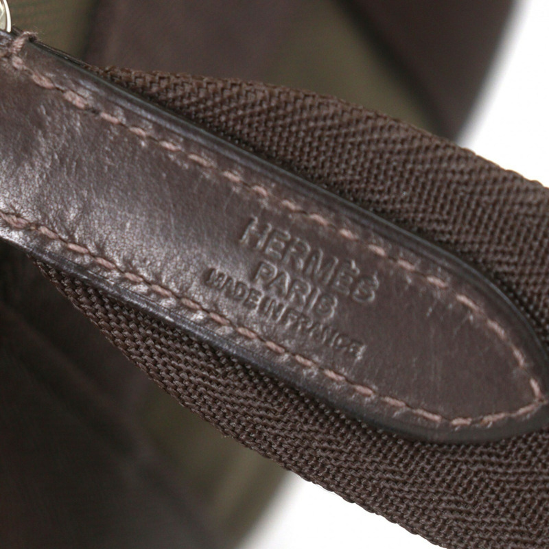 愛馬仕 Toile Military 皮革雙用寵物包/波士頓包，卡其棕色，Z 字印記，法國製造，男士款-10