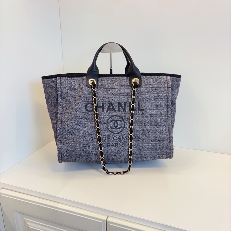 ✨Chanel 灰黑色 沙灘包休閒大容量 內外乾淨 98新-2
