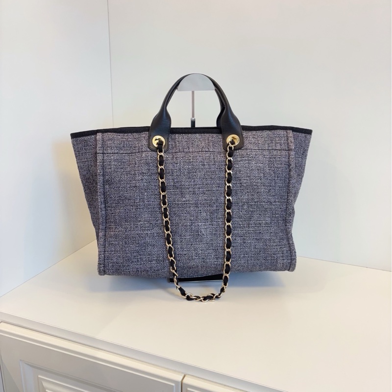 ✨Chanel 灰黑色 沙灘包休閒大容量 內外乾淨 98新-3