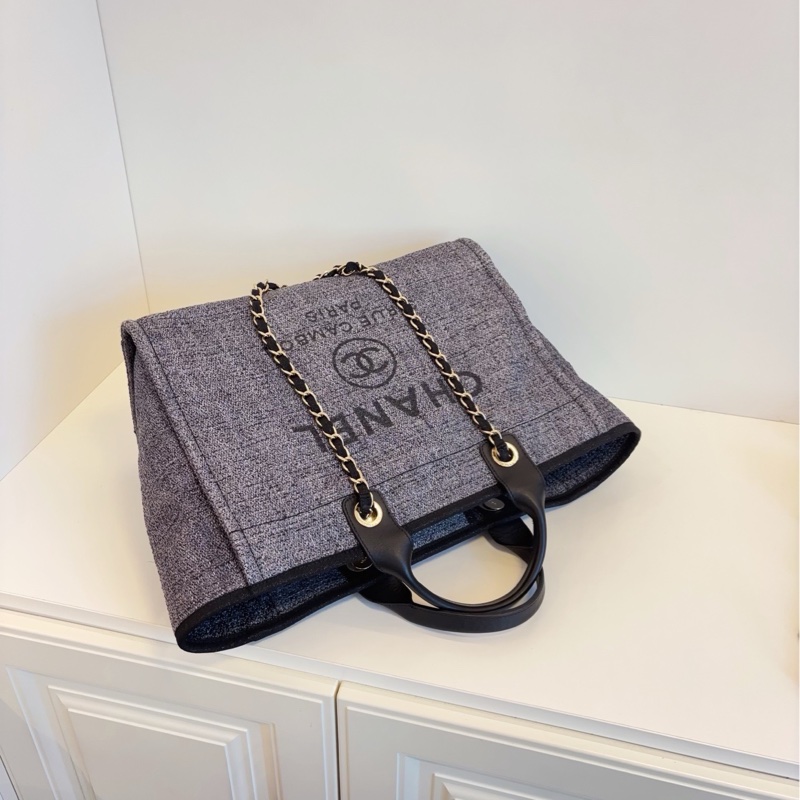 ✨Chanel 灰黑色 沙灘包休閒大容量 內外乾淨 98新-5