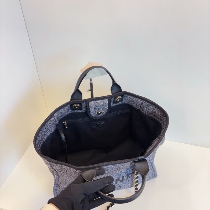 ✨Chanel 灰黑色 沙灘包休閒大容量 內外乾淨 98新-8