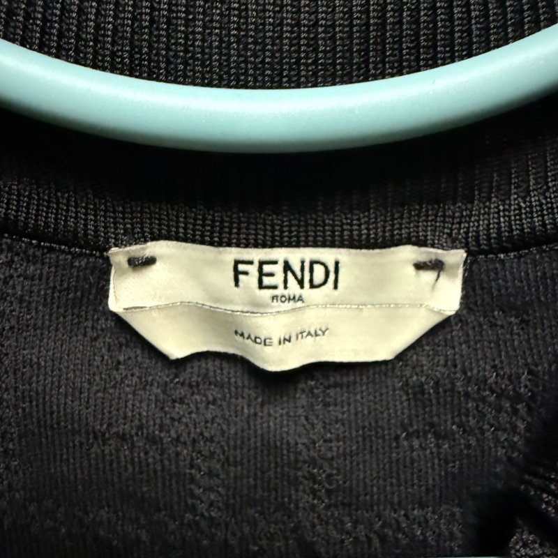 Fendi 全新 logo 老花 針織 黑色 提花  Polo 連身裙 短裙-5