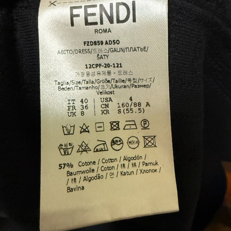 Fendi 全新 logo 老花 針織 黑色 提花  Polo 連身裙 短裙-7