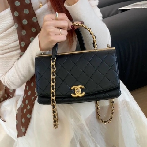 💎Chanel香奈兒 top handle｜黑金手柄郵差包｜99新｜大全配