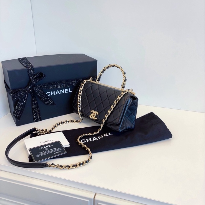 💎Chanel香奈兒 top handle｜黑金手柄郵差包｜99新｜大全配-4