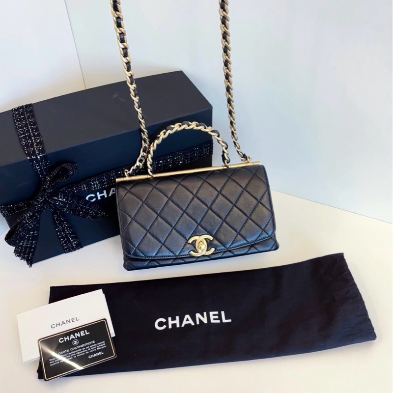 💎Chanel香奈兒 top handle｜黑金手柄郵差包｜99新｜大全配-7