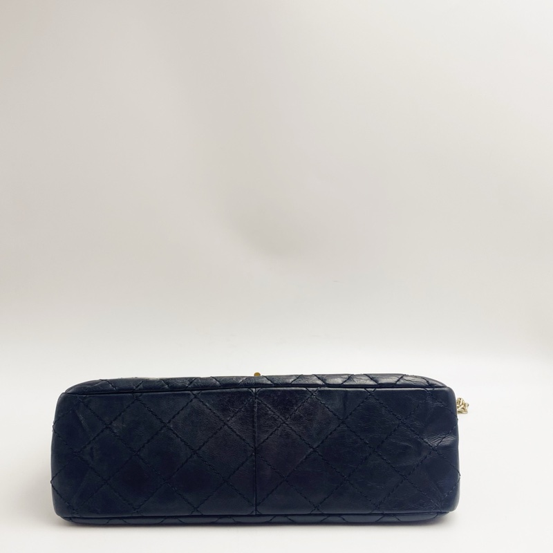 Chanel香奈兒 黑金2.55中號鏈條斜挎包 23開 95新 尺寸：28×17cm-3
