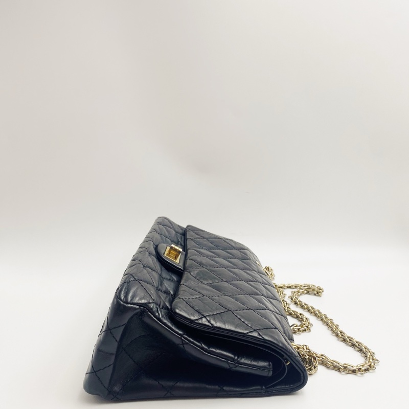 Chanel香奈兒 黑金2.55中號鏈條斜挎包 23開 95新 尺寸：28×17cm-4