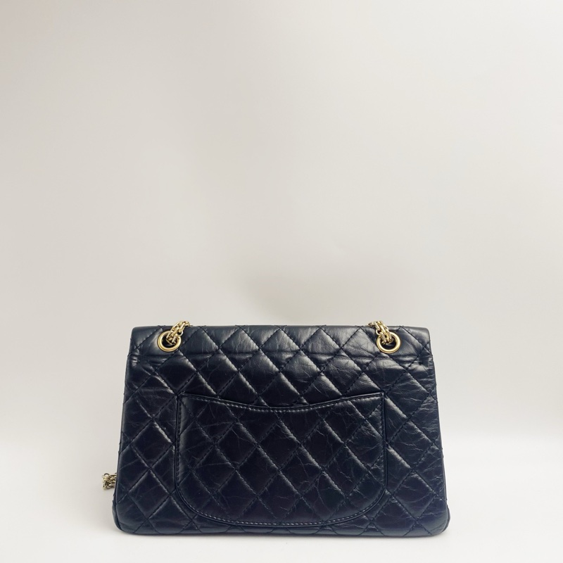 Chanel香奈兒 黑金2.55中號鏈條斜挎包 23開 95新 尺寸：28×17cm-5