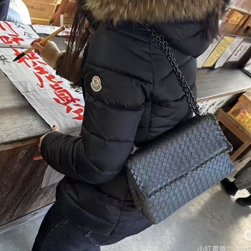 BottegaVeneta葆蝶家黑色小羊皮編織鏈條包配備齊全有購証🦺-8