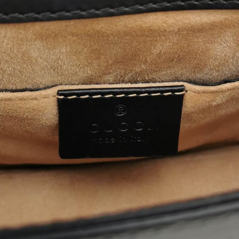 Gucci Sylvie塞爾維亞迷你牛皮帆布拼色金屬扣織帶斜背包肩背包-7