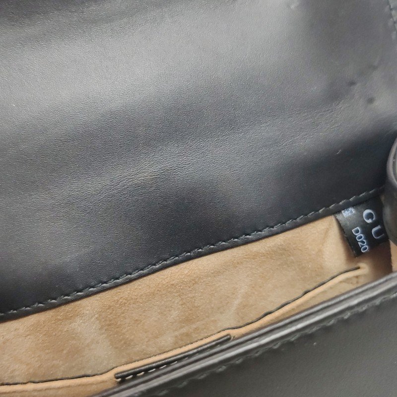 Gucci Sylvie塞爾維亞迷你牛皮帆布拼色金屬扣織帶斜背包肩背包-9