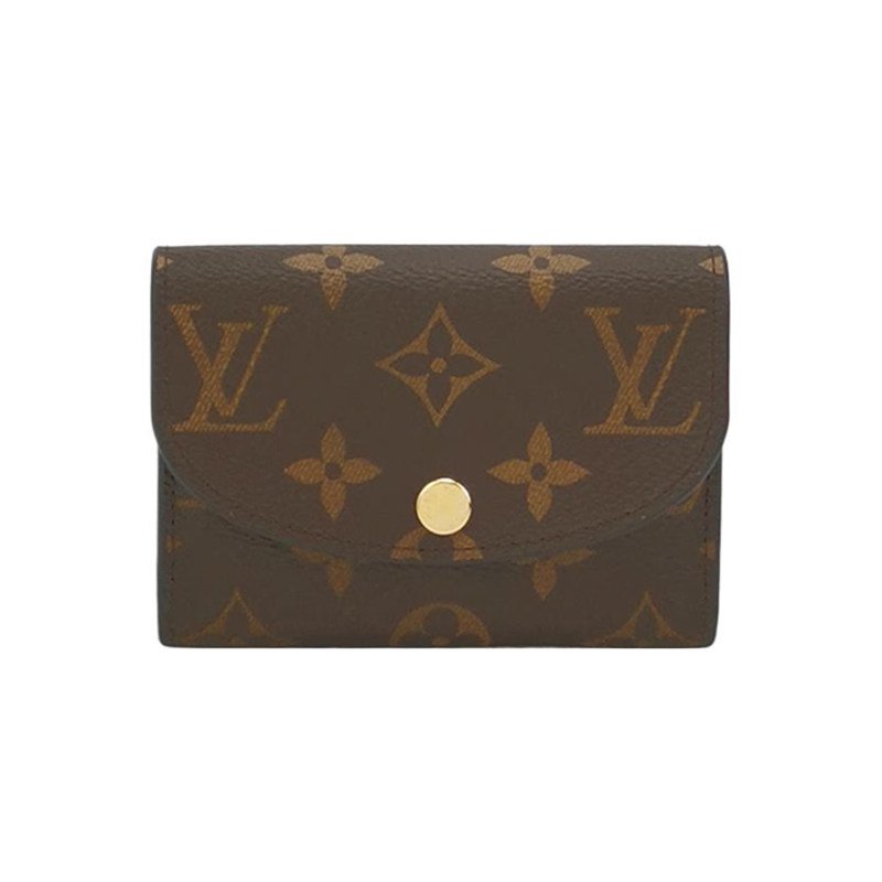 Louis Vuitton (LV) Rosalie牛皮拼色Monogram印花按扣卡包晶片款-0