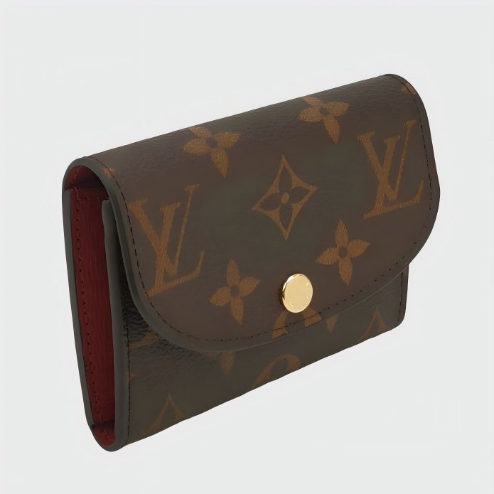 Louis Vuitton (LV) Rosalie牛皮拼色Monogram印花按扣卡包晶片款-2
