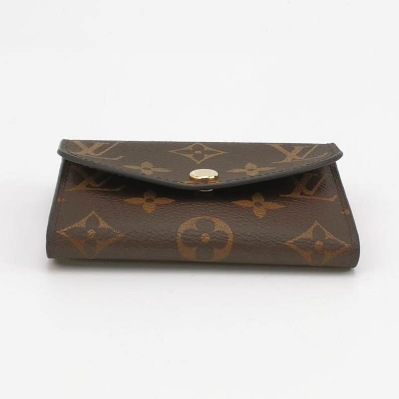 Louis Vuitton (LV) Rosalie牛皮拼色Monogram印花按扣卡包晶片款-4