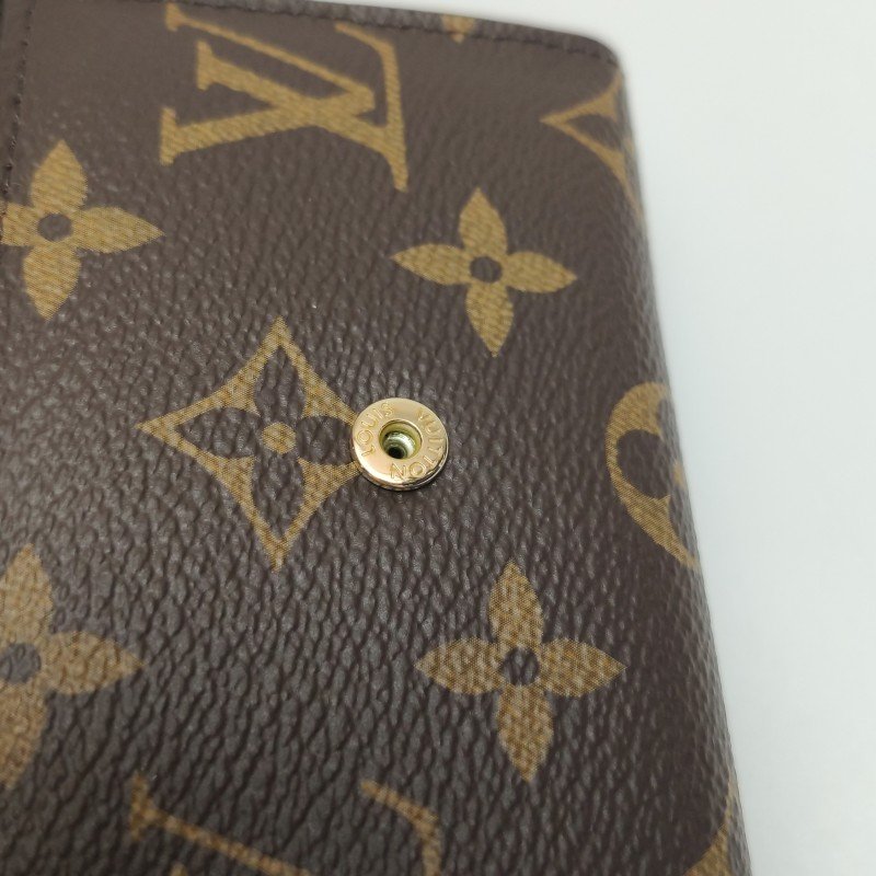 Louis Vuitton (LV) Rosalie牛皮拼色Monogram印花按扣卡包晶片款-9