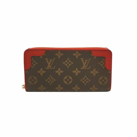 Louis Vuitton (LV) Zippy牛皮拼色Monogram印花環繞式拉鍊皮夾
