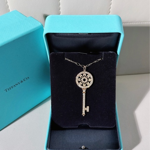 Tiffany蒂芙尼 18k 玫瑰金滿鑽太陽花大號項鍊