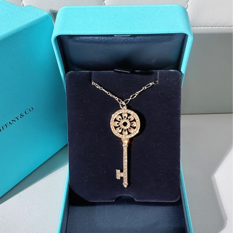 Tiffany蒂芙尼 18k 玫瑰金滿鑽太陽花大號項鍊-1