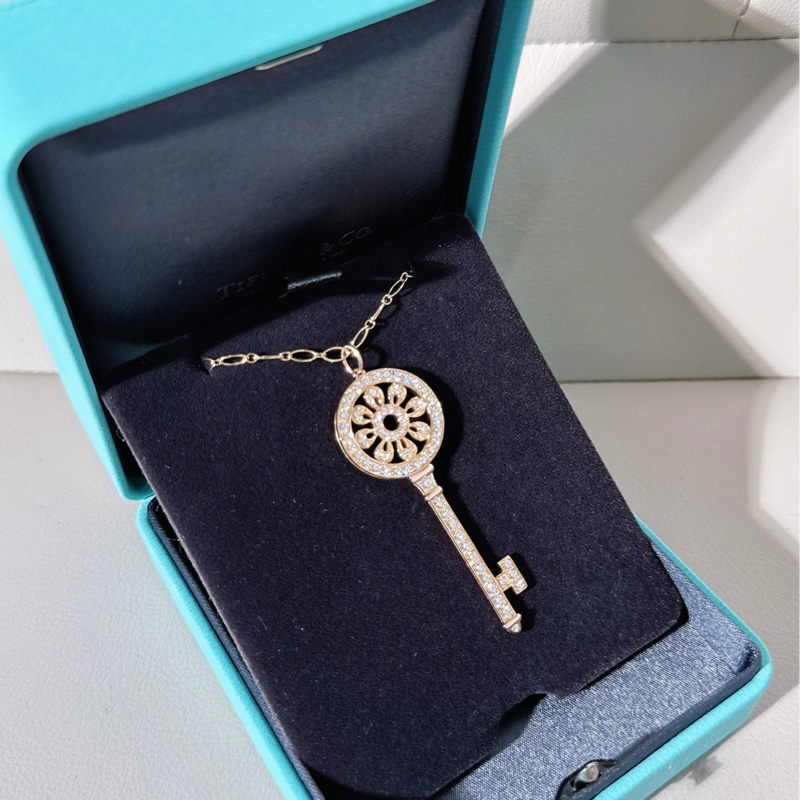 Tiffany蒂芙尼 18k 玫瑰金滿鑽太陽花大號項鍊-2