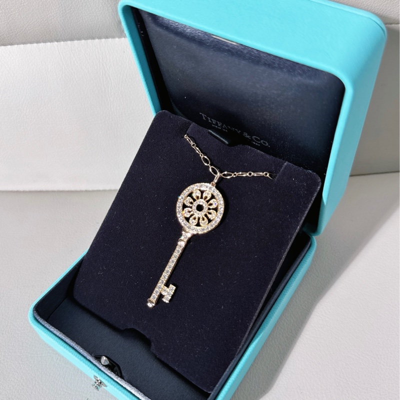 Tiffany蒂芙尼 18k 玫瑰金滿鑽太陽花大號項鍊-3