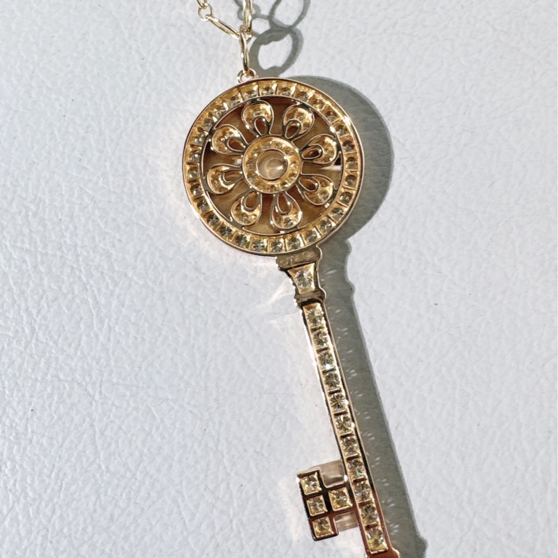 Tiffany蒂芙尼 18k 玫瑰金滿鑽太陽花大號項鍊-6
