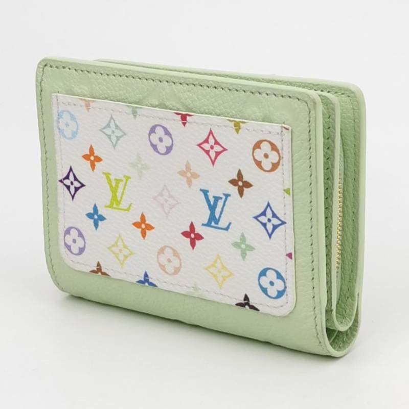 Louis Vuitton (LV) x村上隆聯名款牛皮白三彩皮夾晶片款-1
