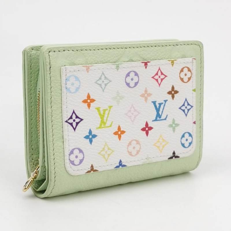 Louis Vuitton (LV) x村上隆聯名款牛皮白三彩皮夾晶片款-2