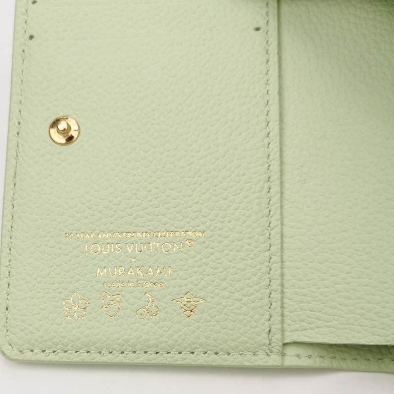 Louis Vuitton (LV) x村上隆聯名款牛皮白三彩皮夾晶片款-6