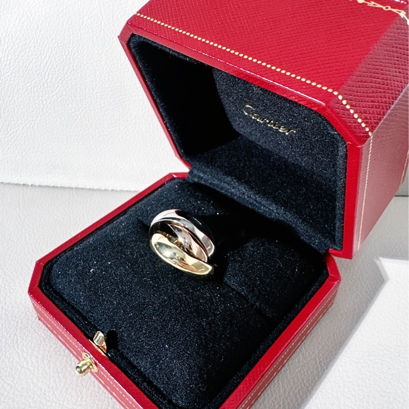Cartier卡地亞 Trinity 系列,18K 三色金 超大號三環戒指,52號-3