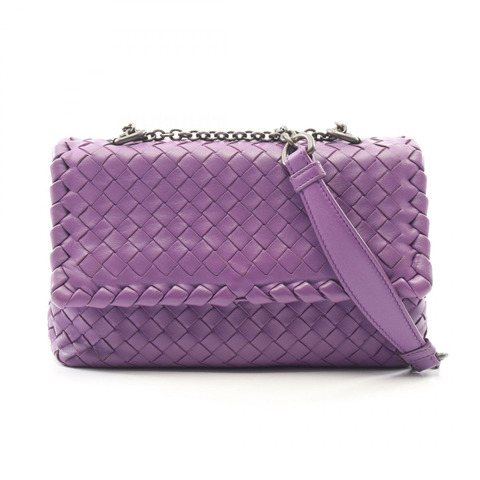 BOTTEGA VENETA Olympia Intrecciato 鏈條肩背包，紫色二手皮革