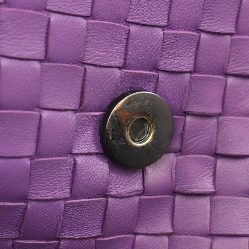 BOTTEGA VENETA Olympia Intrecciato 鏈條肩背包，紫色二手皮革-7