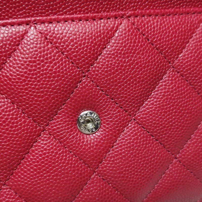 Chanel 牛皮純色菱格絎縫雙C標識woc斜背包單肩包-12