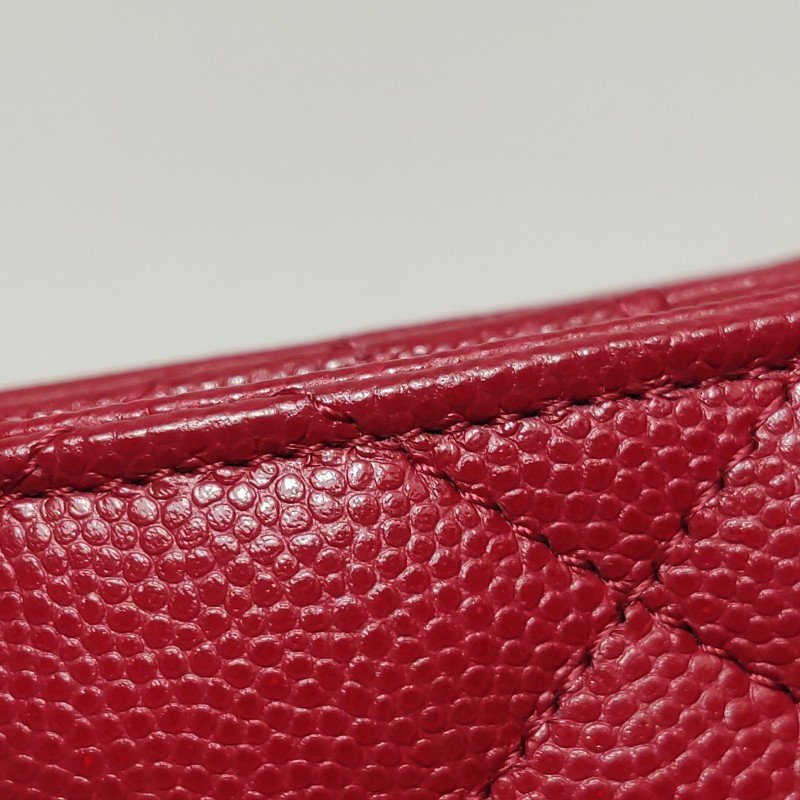 Chanel 牛皮純色菱格絎縫雙C標識woc斜背包單肩包-16