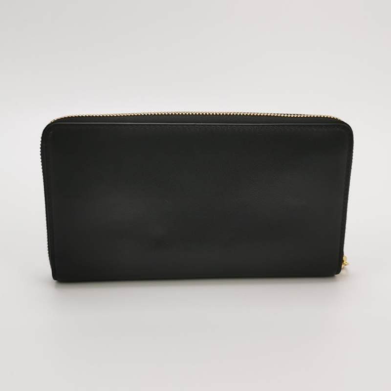 Gucci 牛皮純色字母logo拉鍊錢包-3