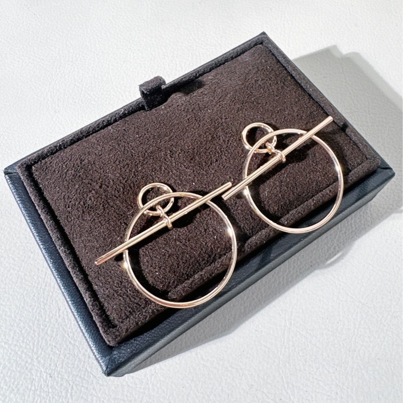 Hermes愛馬仕 Loop 小號耳環，18K 玫瑰金-1