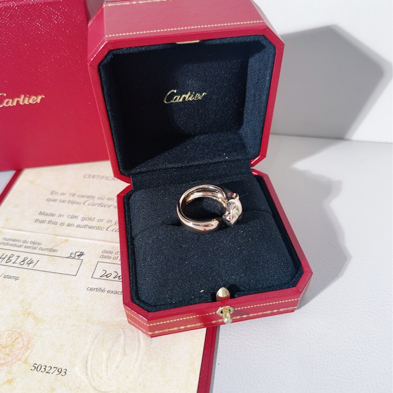 Cartier卡地亞 PANTHÈRE 獵豹寬版玫瑰金戒指，55號-4